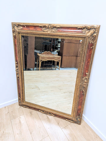 Grand 19th Century Style Gilt & Lacquered Bevelled Mirror - Delivery available 0163.