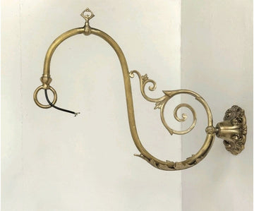 Vintage Solid Brass Light Bracket with Wire - Delivery available 0101