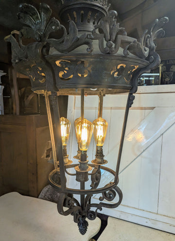 19th Century French Bronze Lantern Lamp