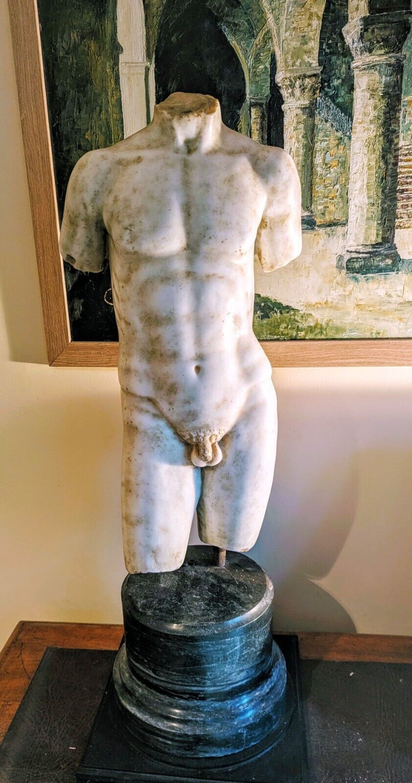 Superb Mid Century Grand Tour Solid Marble Revolving Torso - Delivery Available