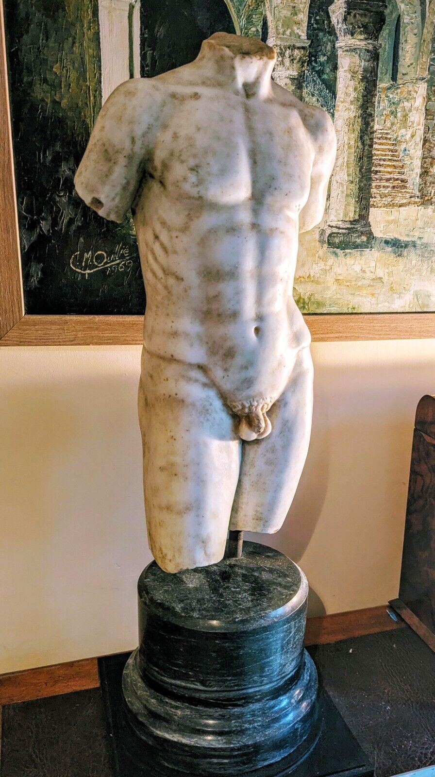 Superb Mid Century Grand Tour Solid Marble Revolving Torso - Delivery Available