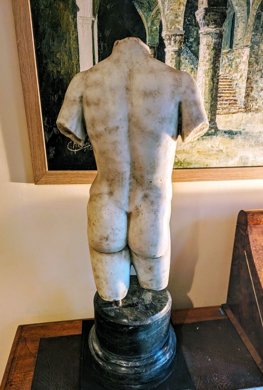 Superb Mid Century Grand Tour Solid Marble Revolving Torso - Delivery Available