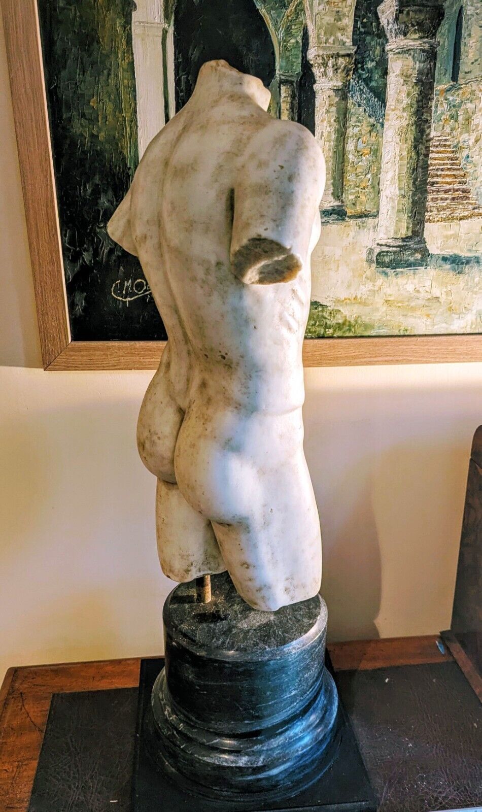 Superb Mid Century Grand Tour Solid Marble Revolving Torso - Delivery Available