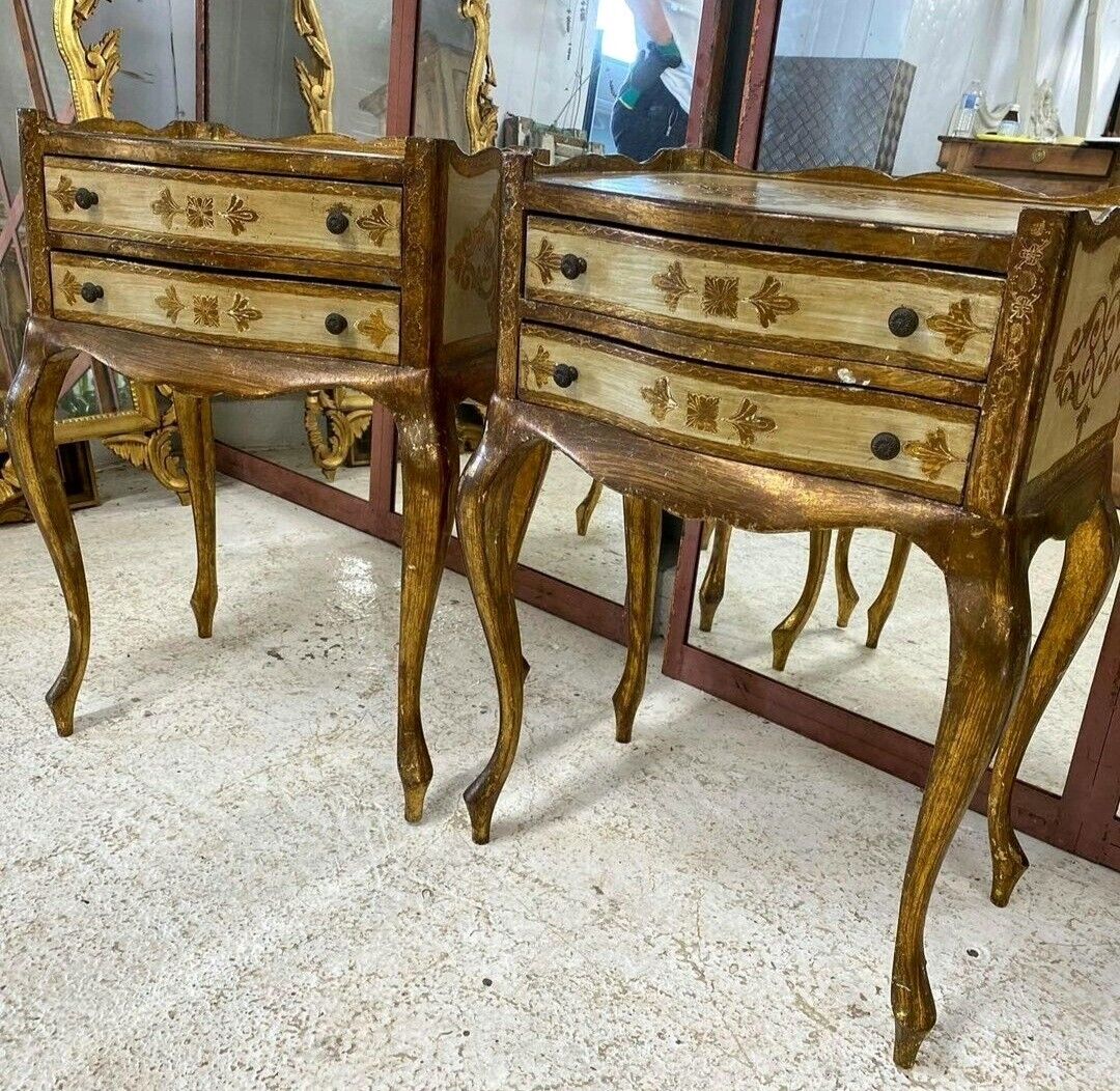 RARE PAIR ITALIAN FLORENTINE SIDE TABLES