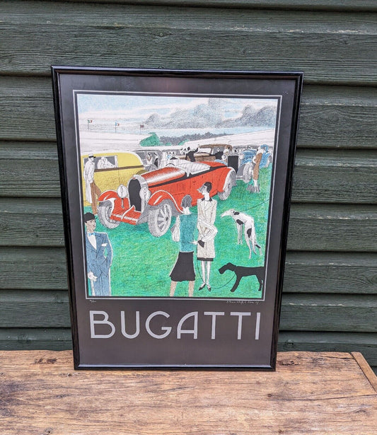 Vintage BUGATTI LIMITED EDITION SIGNED FRAMED PRINT 96/100