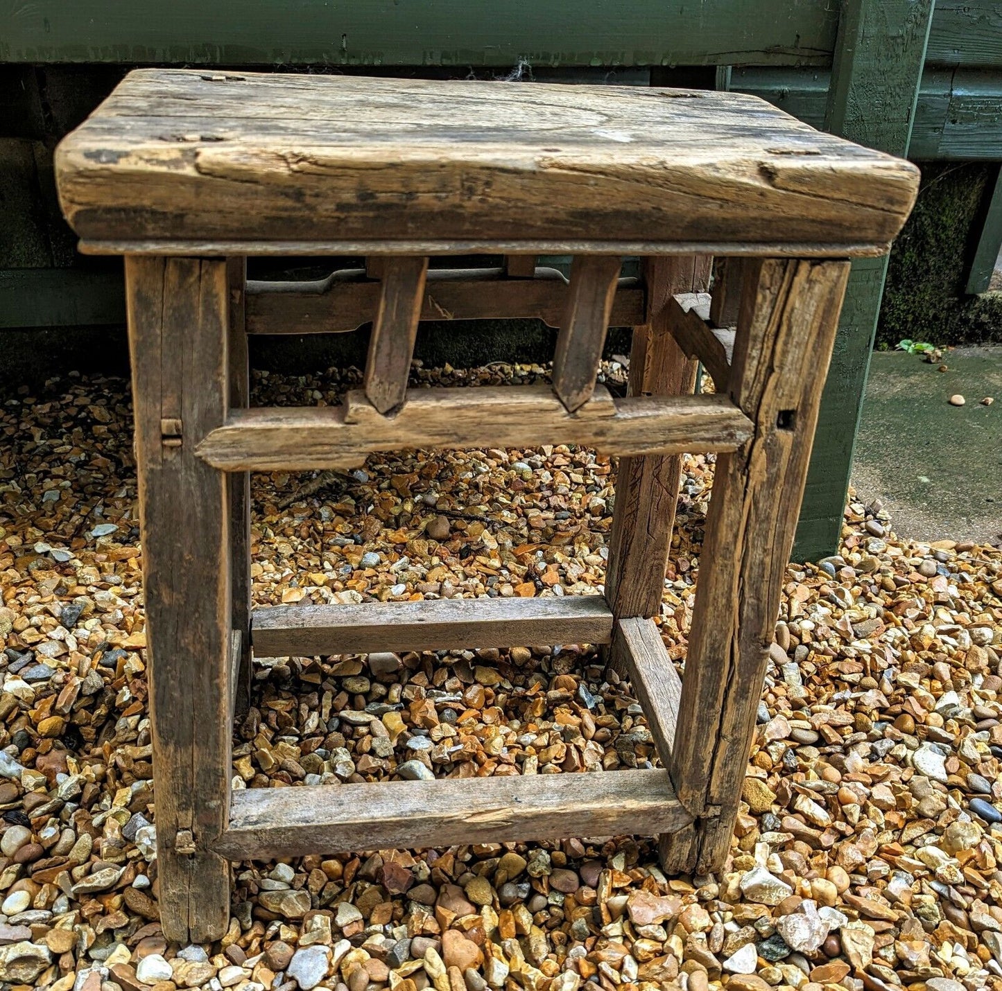 Rustic reclaimed elm stool / side table - Olivia