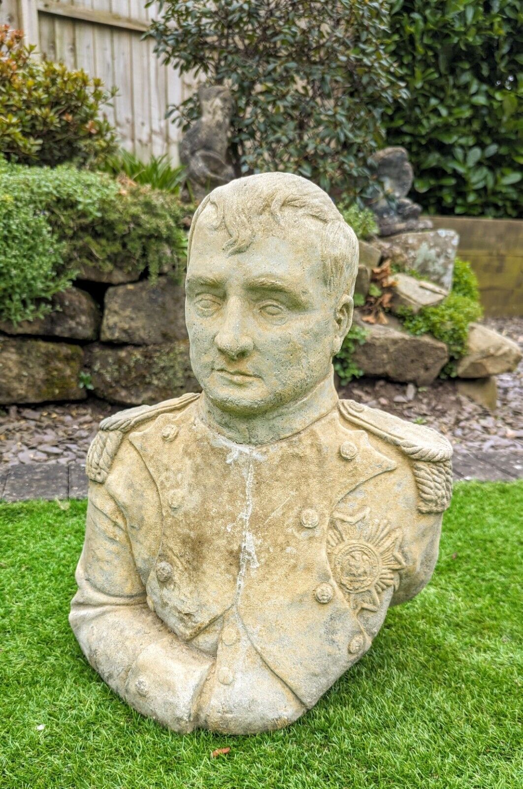 Vintage Napoleon Bonaparte Garden Bust Ornemant English Stone Delivery Available