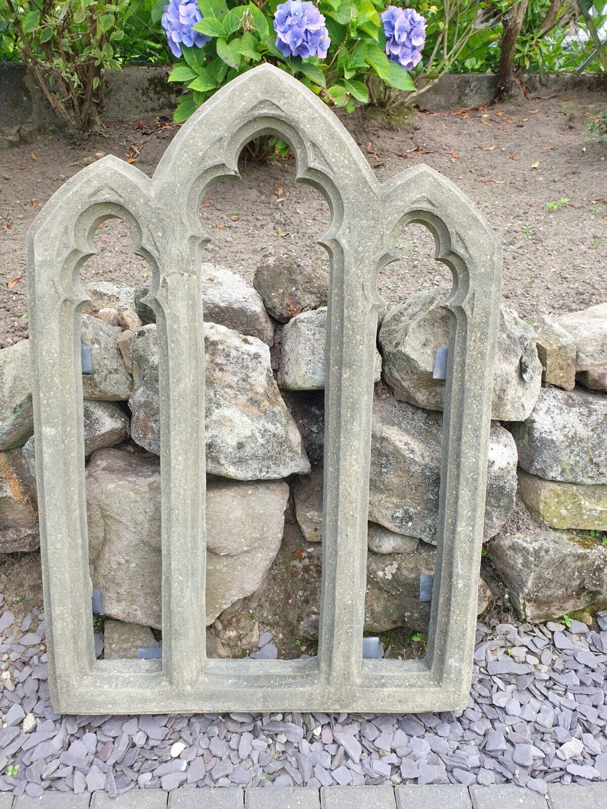 Church triple Arch window garden ornament English stone - Free UK Delivery