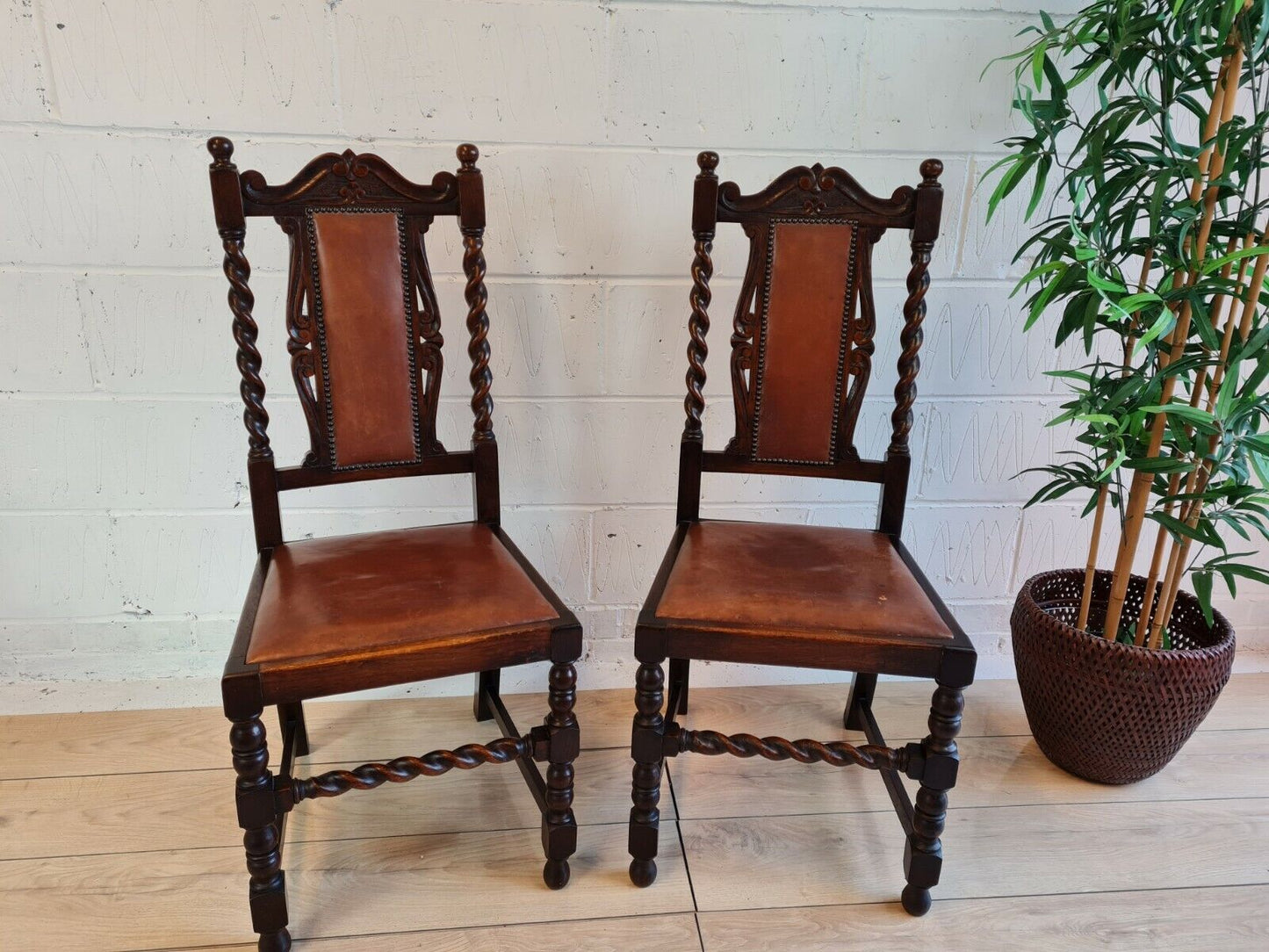 TWO END TABLE BARLEY TWIST CHAIRS