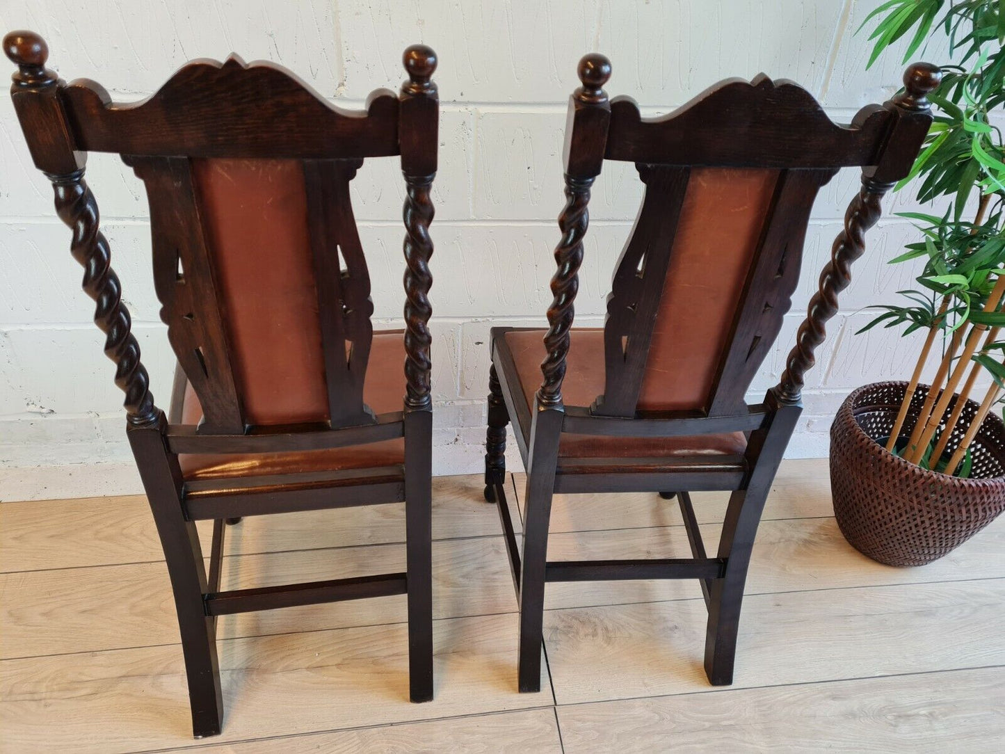 TWO END TABLE BARLEY TWIST CHAIRS