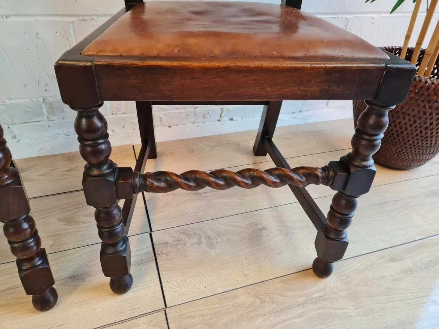 TWO END TABLE BARLEY TWIST CHAIRS