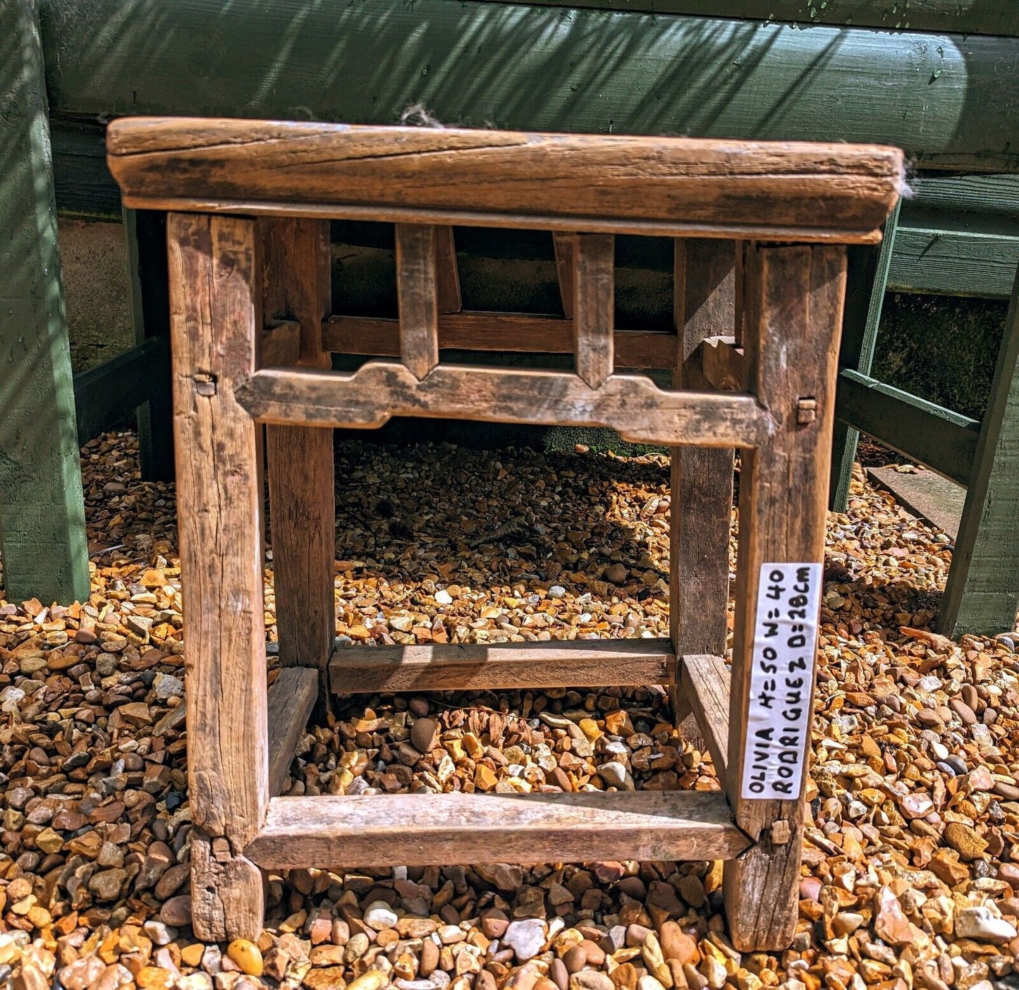 Rustic reclaimed elm stool / side table - Olivia