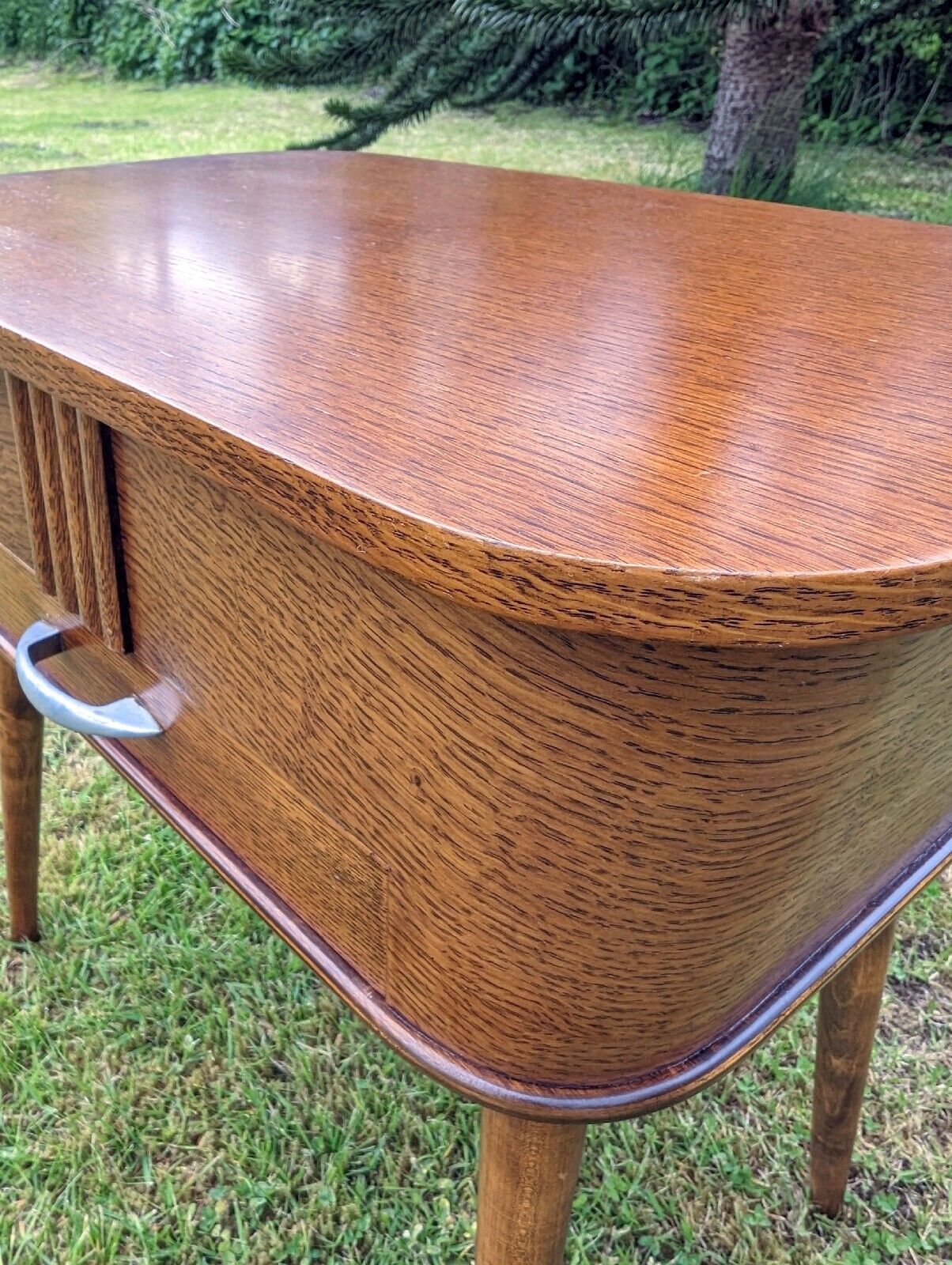 Antique oak splayed leg 20th century sewing table