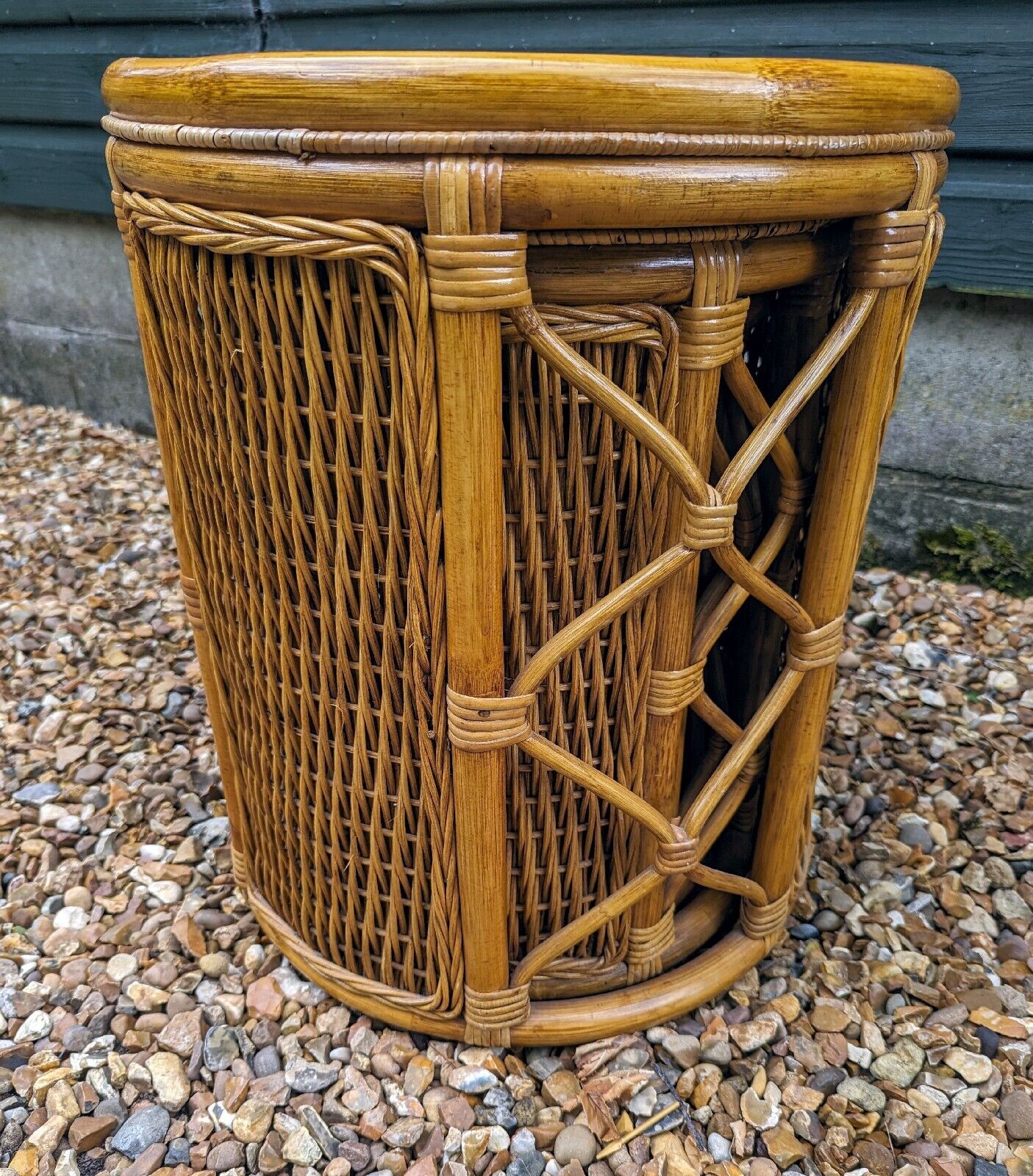 Vintage bamboo & wicker round stacking tables