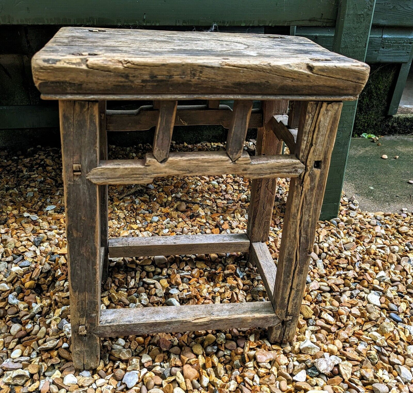 Rustic reclaimed elm stool / side table - Olivia