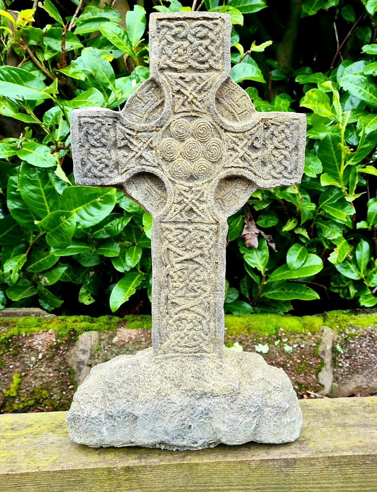 Celtic cross garden ornament English stone