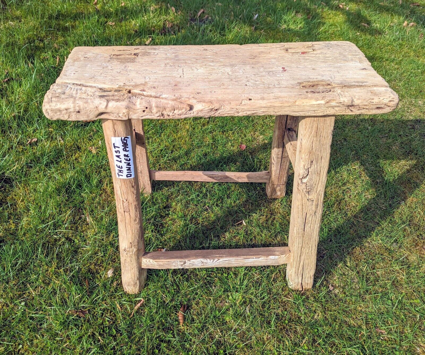 Rustic RECLAIMED VINTAGE ELM STOOL/SIDE TABLE (L.D.P) - DELIVERY AVAILABLE