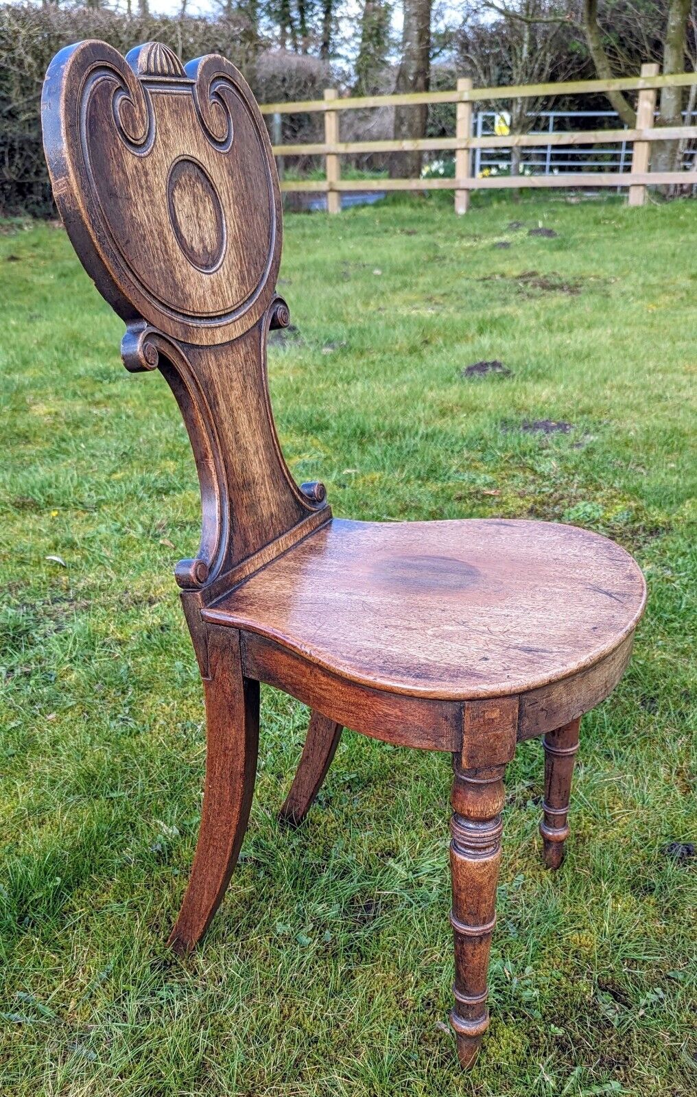 Superb early 19th century antique hall chair - Delivery included