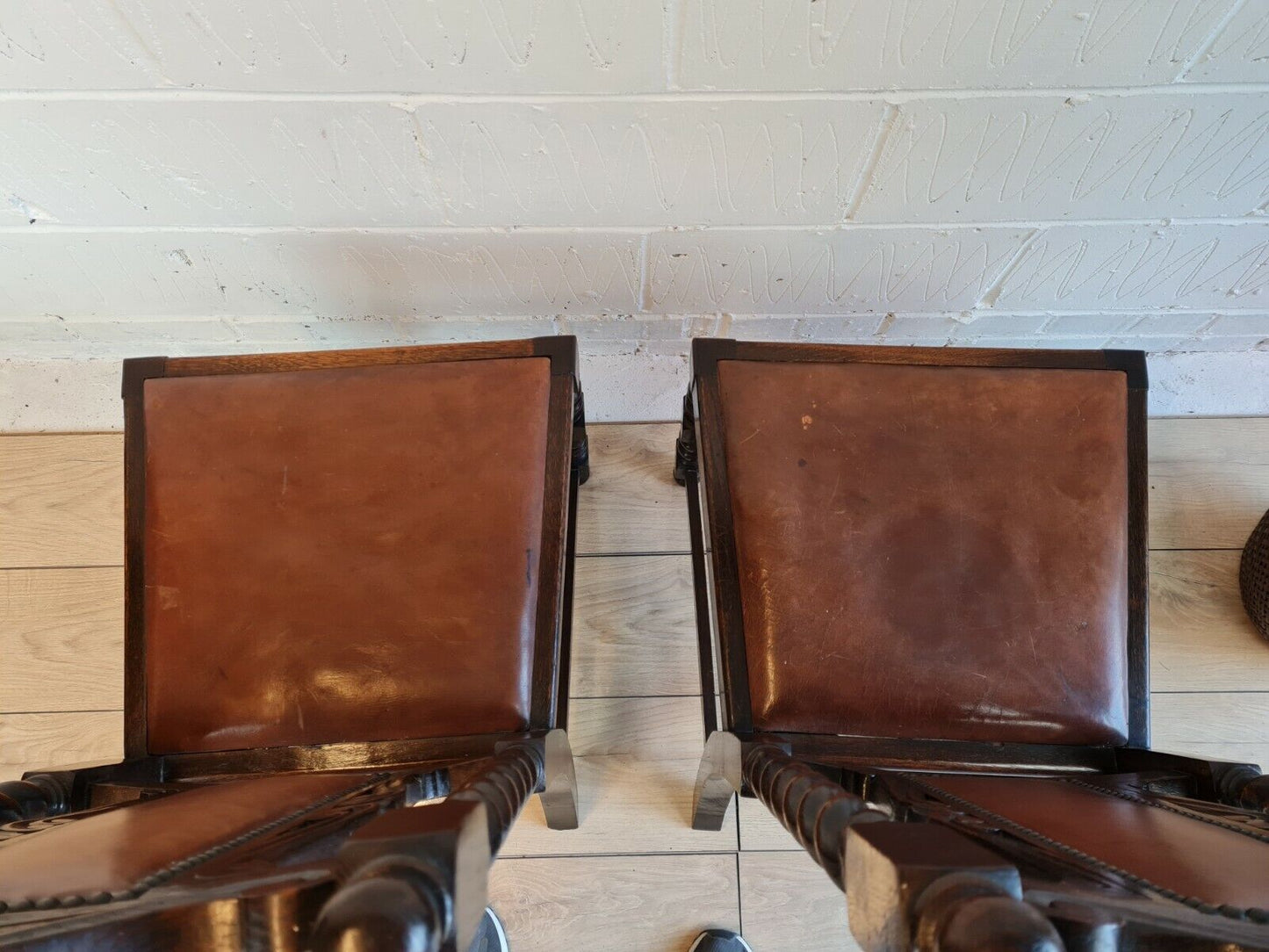 TWO END TABLE BARLEY TWIST CHAIRS