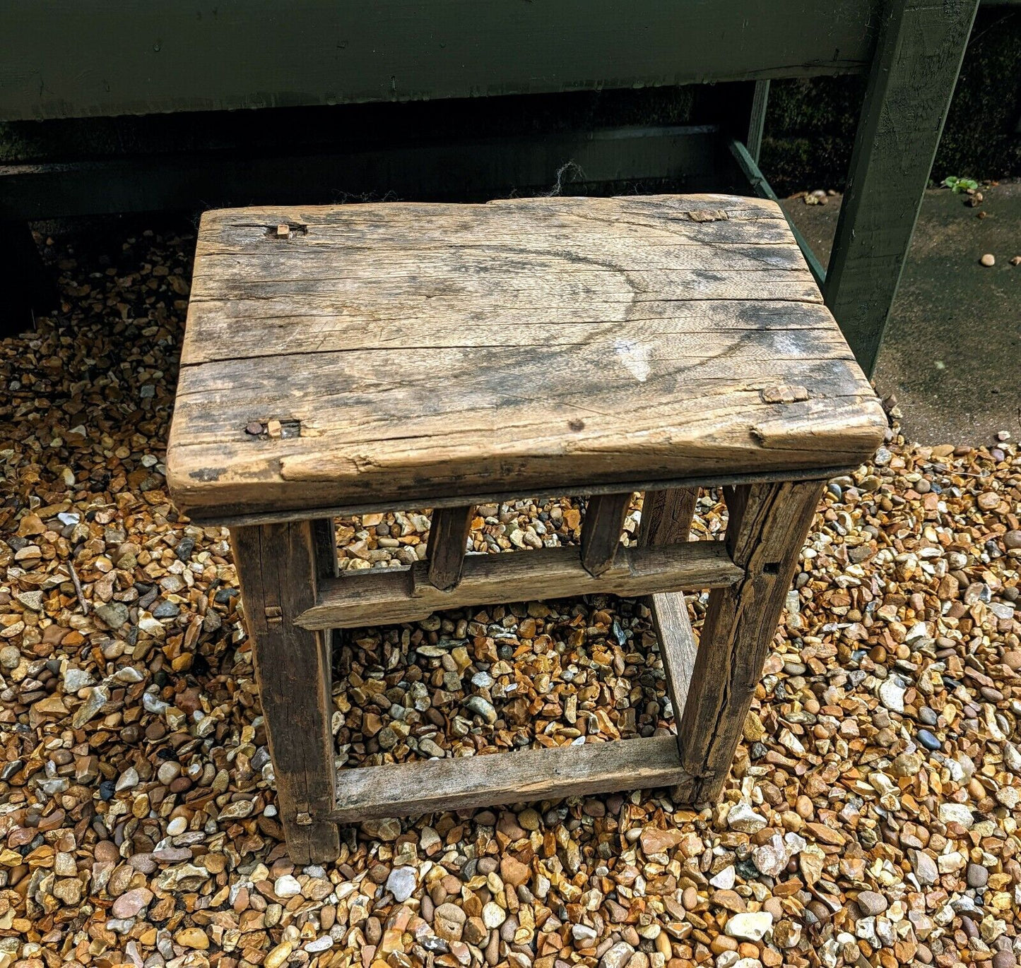 Rustic reclaimed elm stool / side table - Olivia