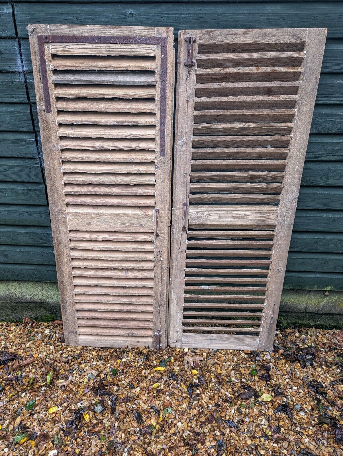 1950s Pair french farmhouse shutters