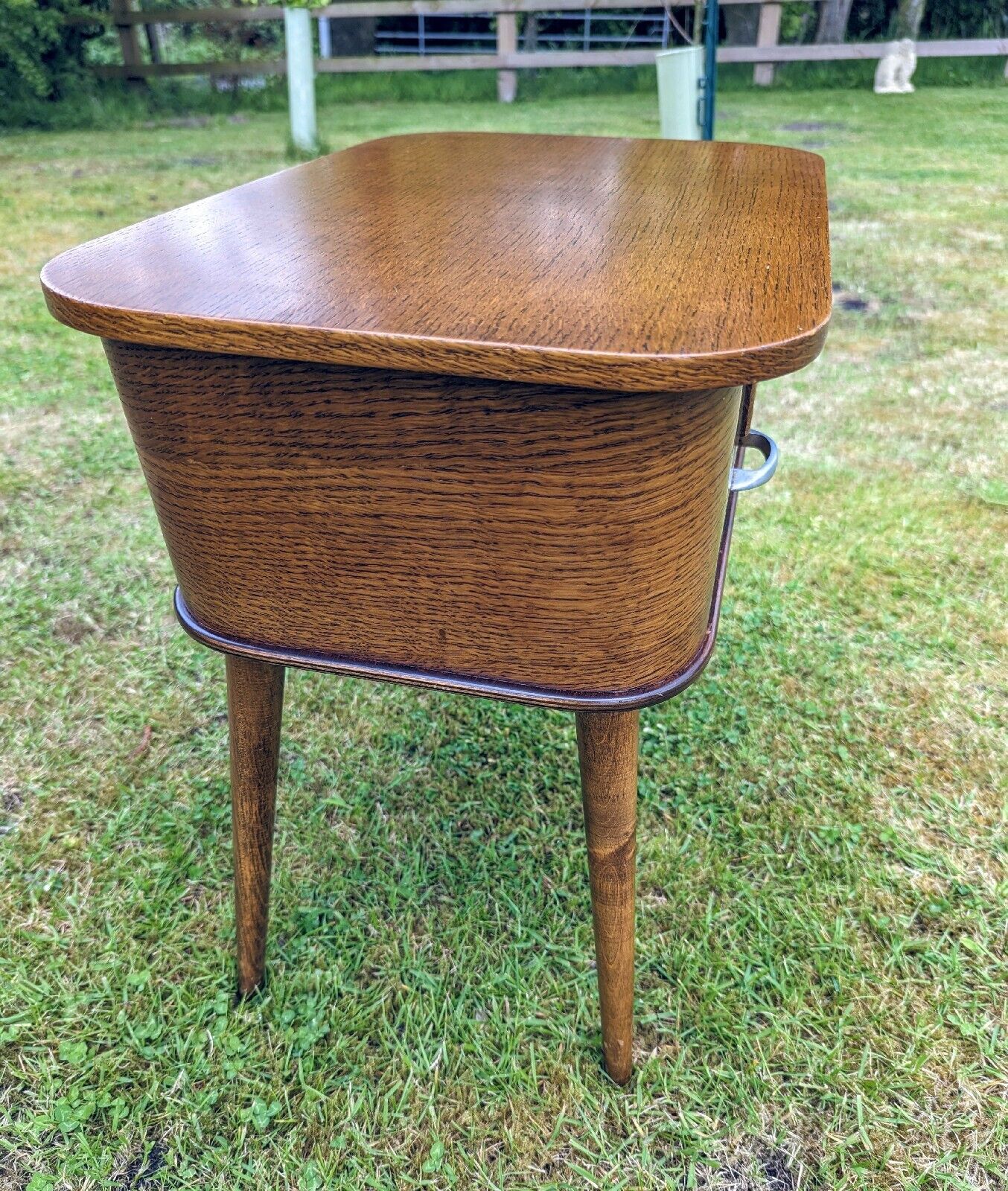 Antique oak splayed leg 20th century sewing table