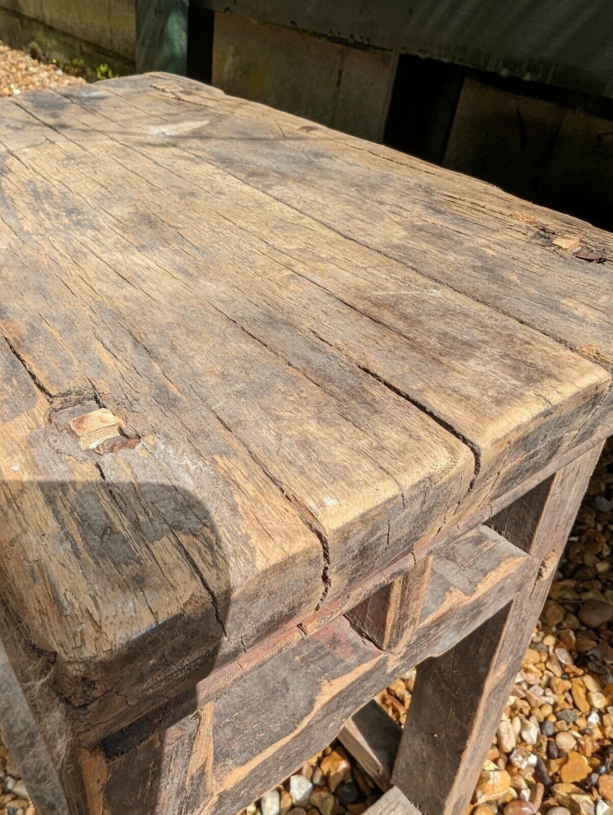 Rustic reclaimed elm stool / side table - Olivia