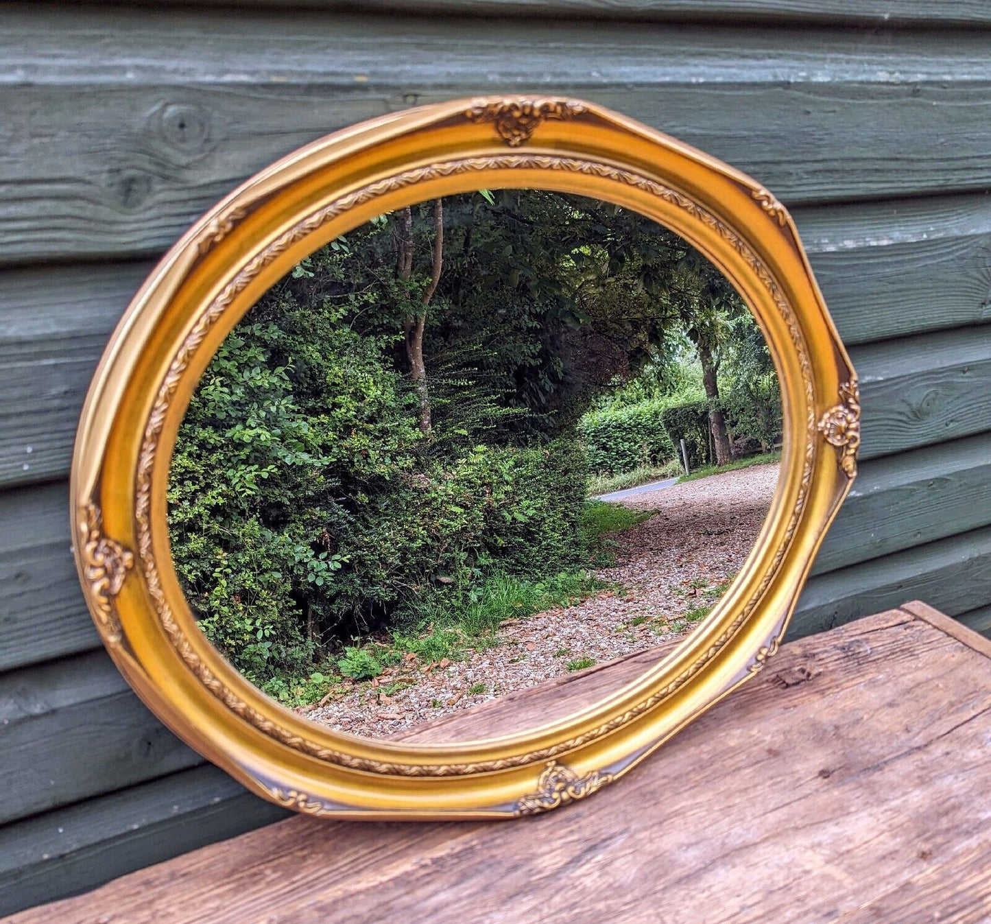 Vintage OVAL GILDED MIRROR