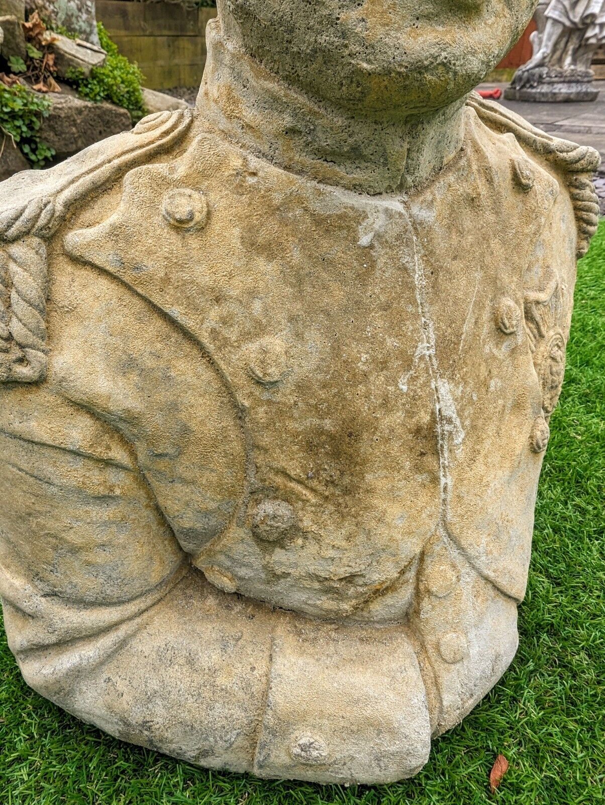 Vintage Napoleon Bonaparte Garden Bust Ornemant English Stone Delivery Available