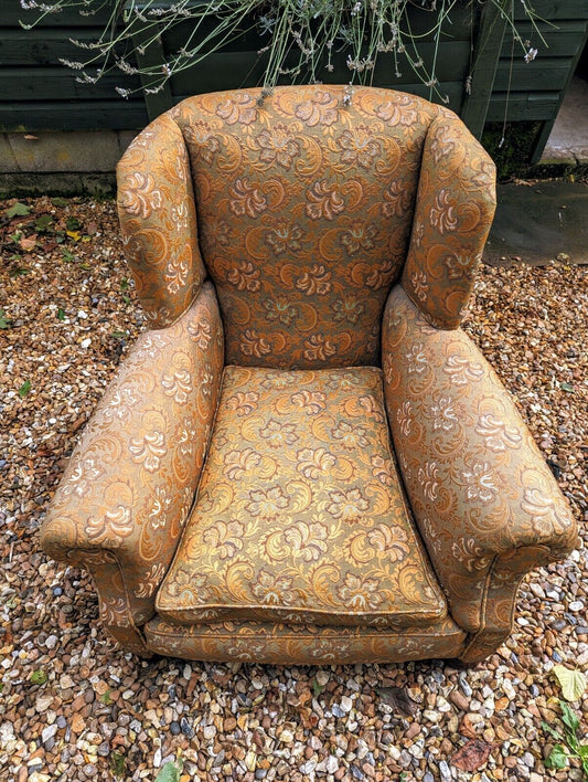 Vintage floral gold comfy deep armchair