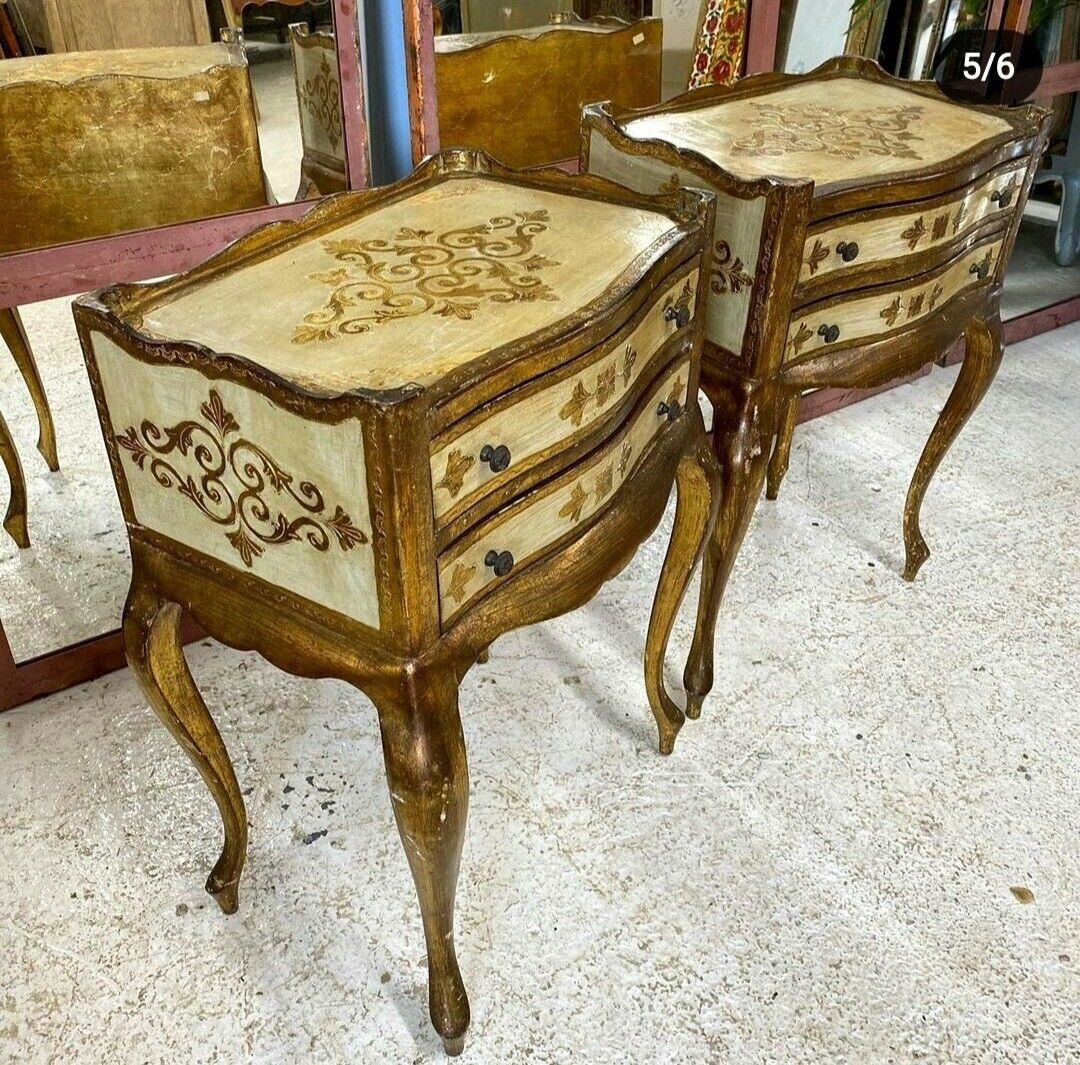 RARE PAIR ITALIAN FLORENTINE SIDE TABLES