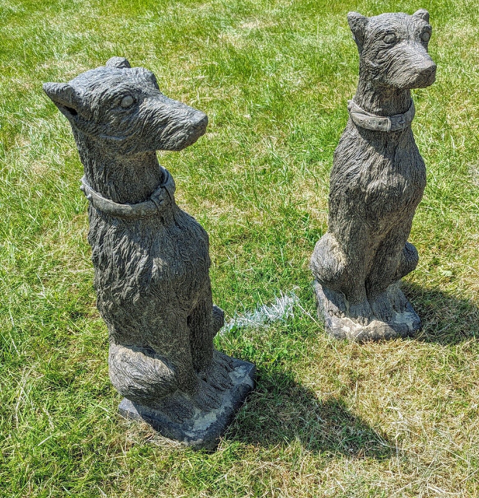 19th Century style vintage stone deer hounds - Free UK Delivery