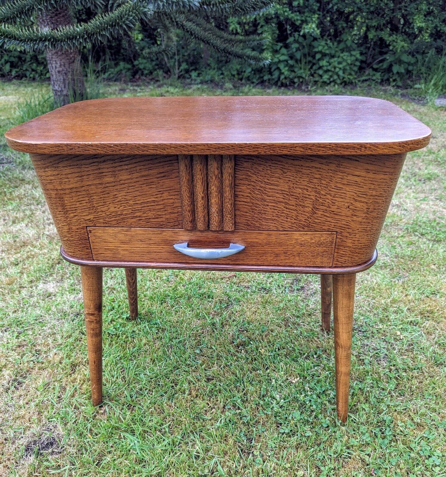 Antique oak splayed leg 20th century sewing table