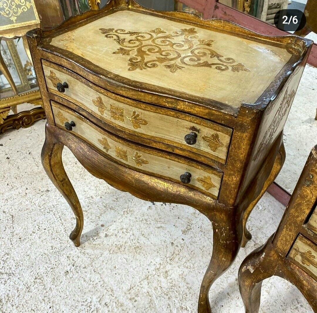 RARE PAIR ITALIAN FLORENTINE SIDE TABLES