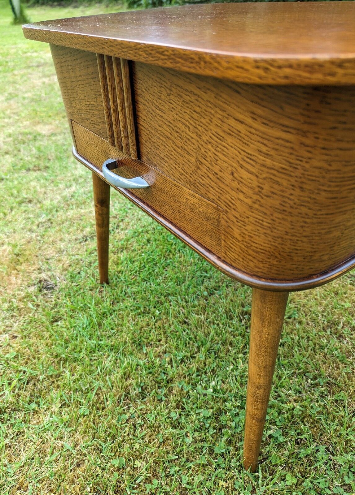 Antique oak splayed leg 20th century sewing table