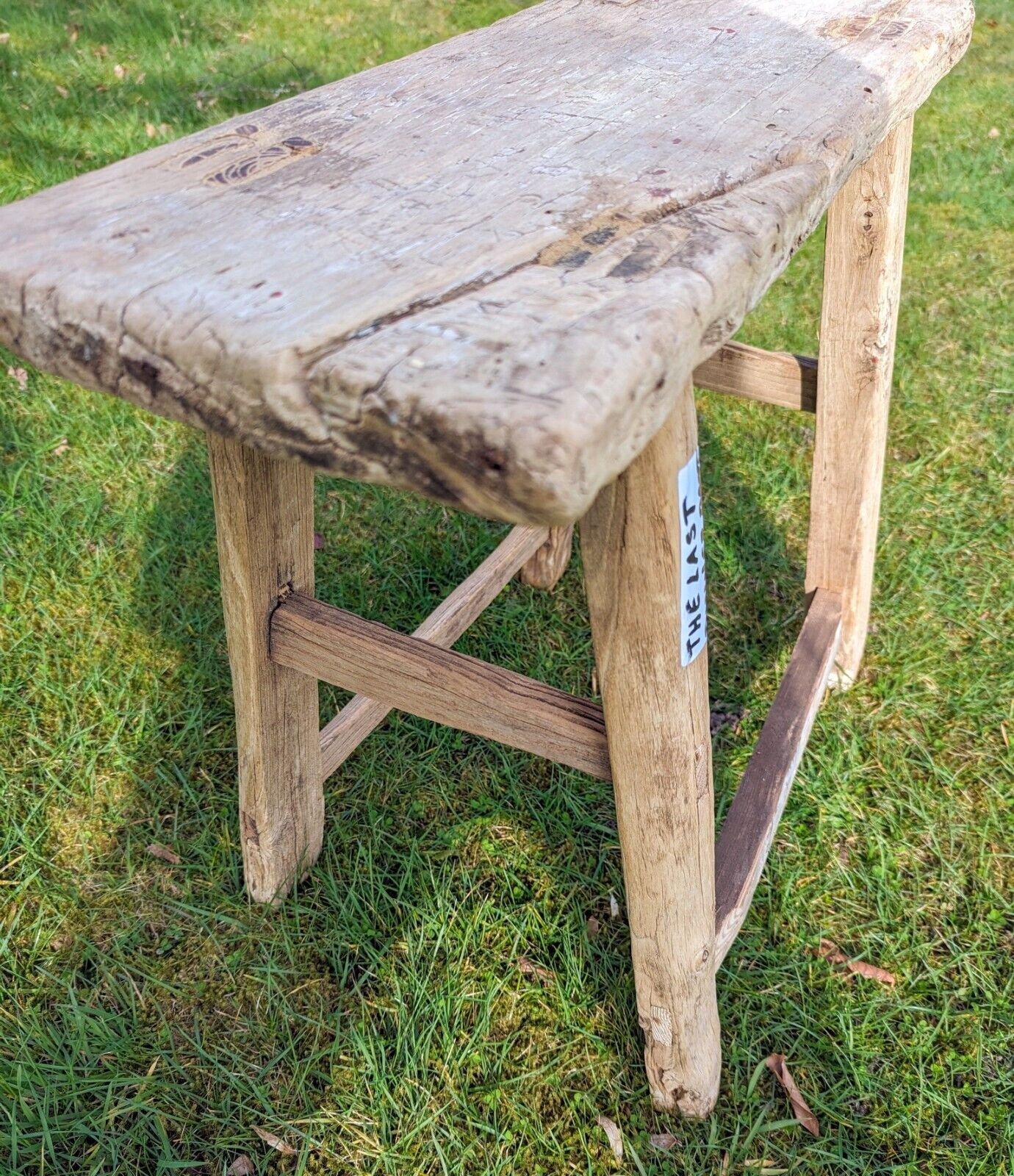 Rustic RECLAIMED VINTAGE ELM STOOL/SIDE TABLE (L.D.P) - DELIVERY AVAILABLE