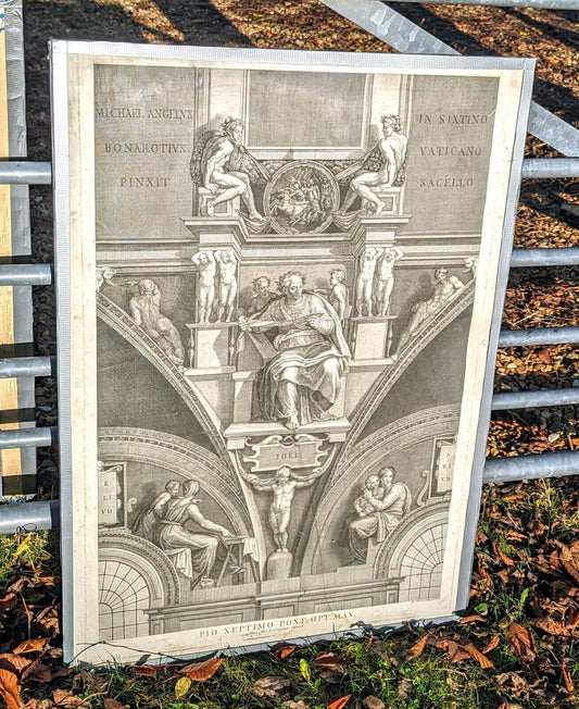 Cool 19th C Lithiograph of Michael Angelo s Vatican - delivery available