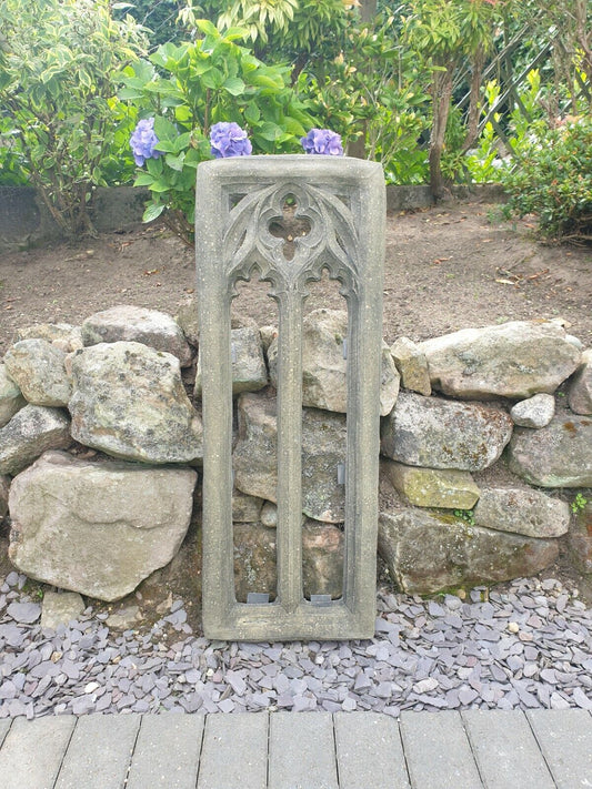 Medieval church window garden ornament English stone