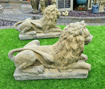 Langport Lions garden ornament English stone - Delivery available 0242