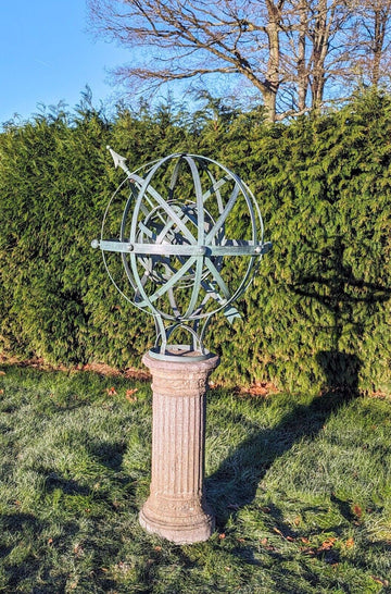 Vintage Armilary Verdigris Sphere, English Blacksmith - Free UK Delivery