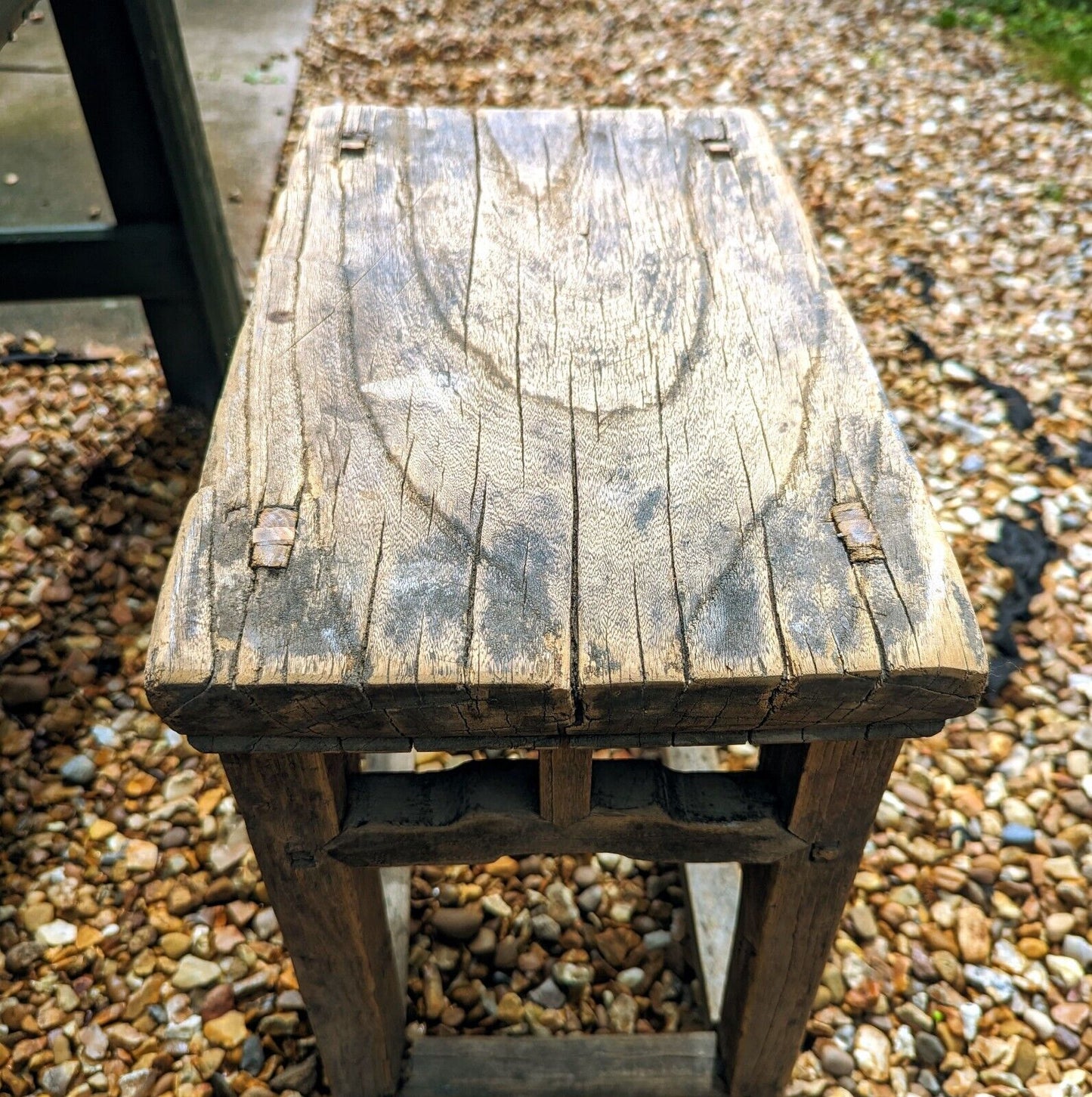 Rustic reclaimed elm stool / side table - Olivia