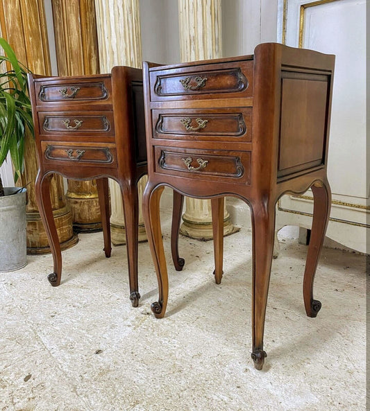 Superb Pair French Side Tables/ Night Stands Cabriolet Legs- Delivery Available.