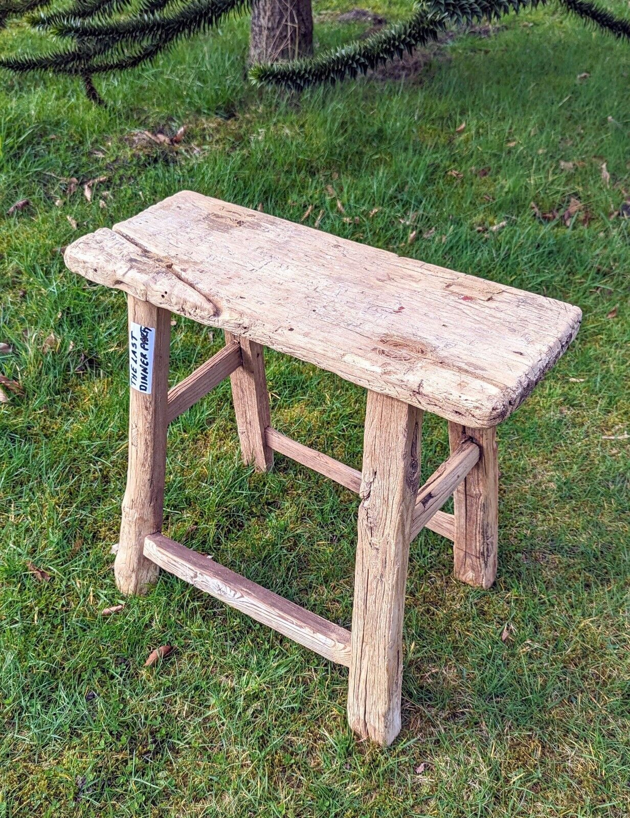 Rustic RECLAIMED VINTAGE ELM STOOL/SIDE TABLE (L.D.P) - DELIVERY AVAILABLE