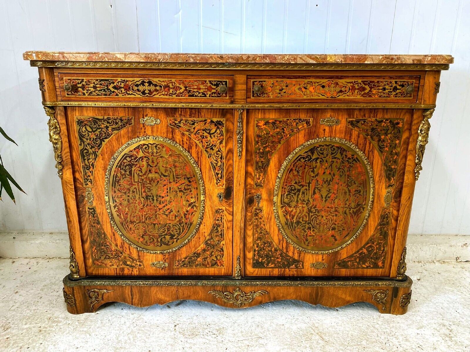Louis xv Kingswood ormolu mount boule front antique cabinet- Free Delivery