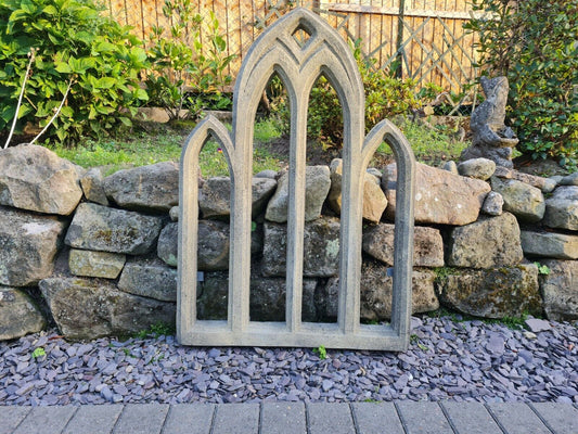 Contemporary triple Arch church window English stone