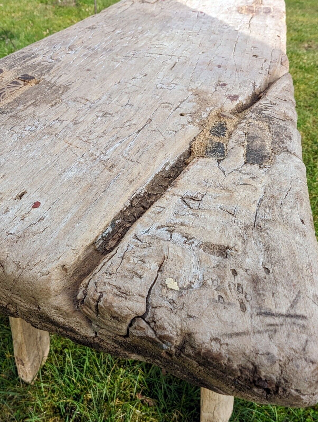 Rustic RECLAIMED VINTAGE ELM STOOL/SIDE TABLE (L.D.P) - DELIVERY AVAILABLE