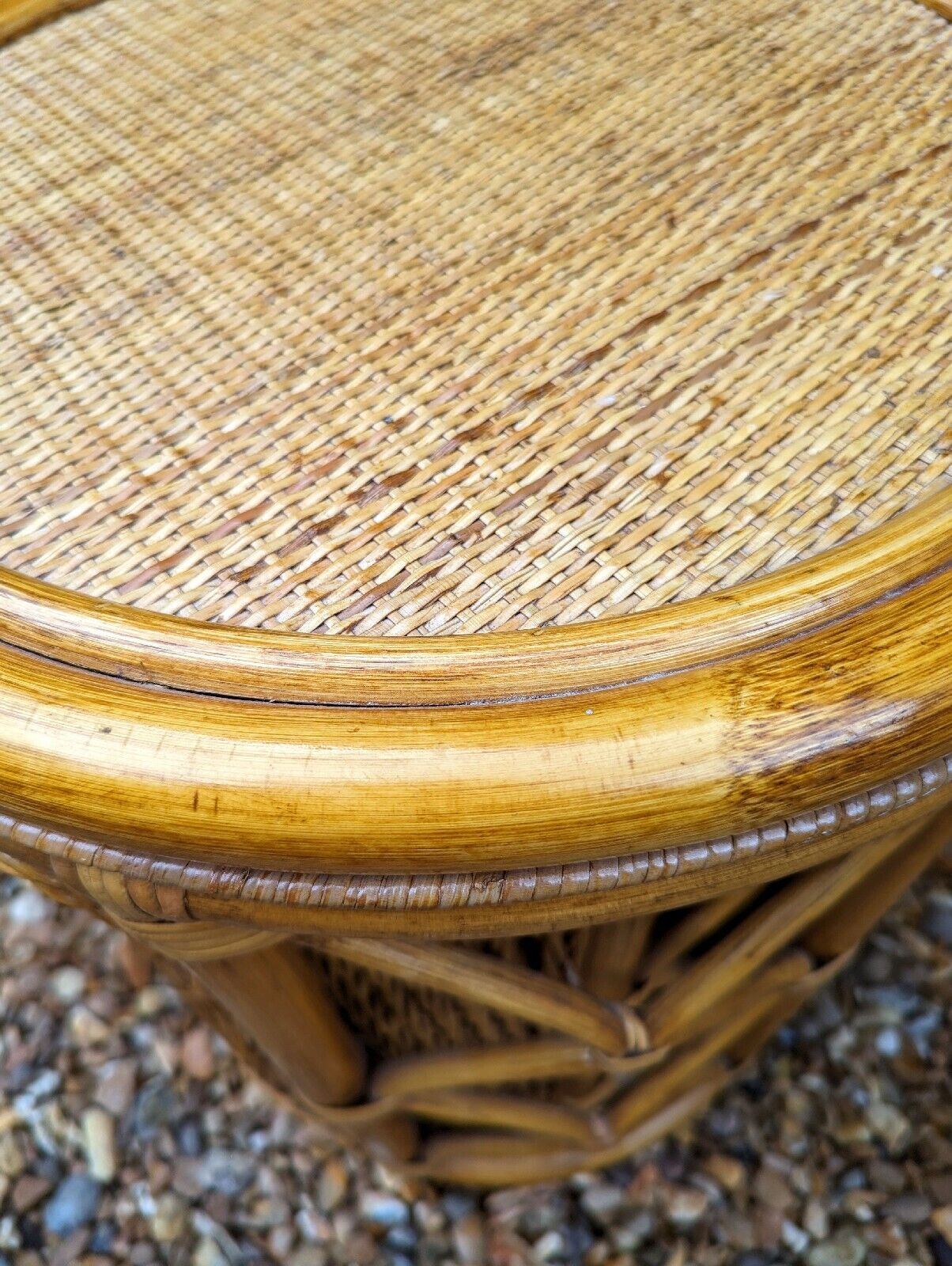 Vintage bamboo & wicker round stacking tables