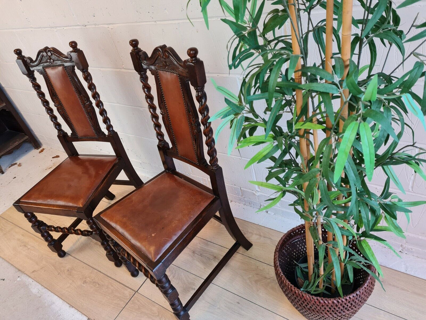 TWO END TABLE BARLEY TWIST CHAIRS