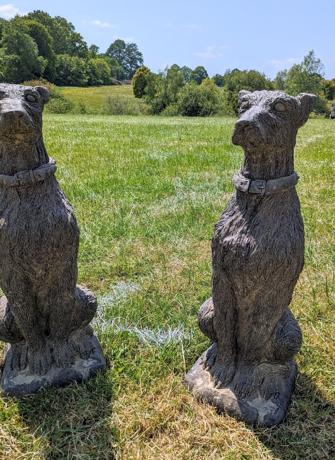 19th Century style vintage stone deer hounds