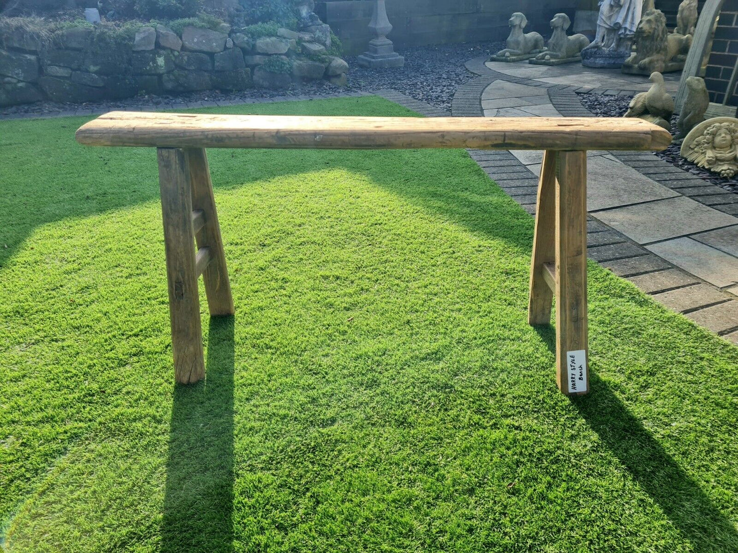 RECLAIMED ELM TRESTLE BENCH - HARRY STYLE